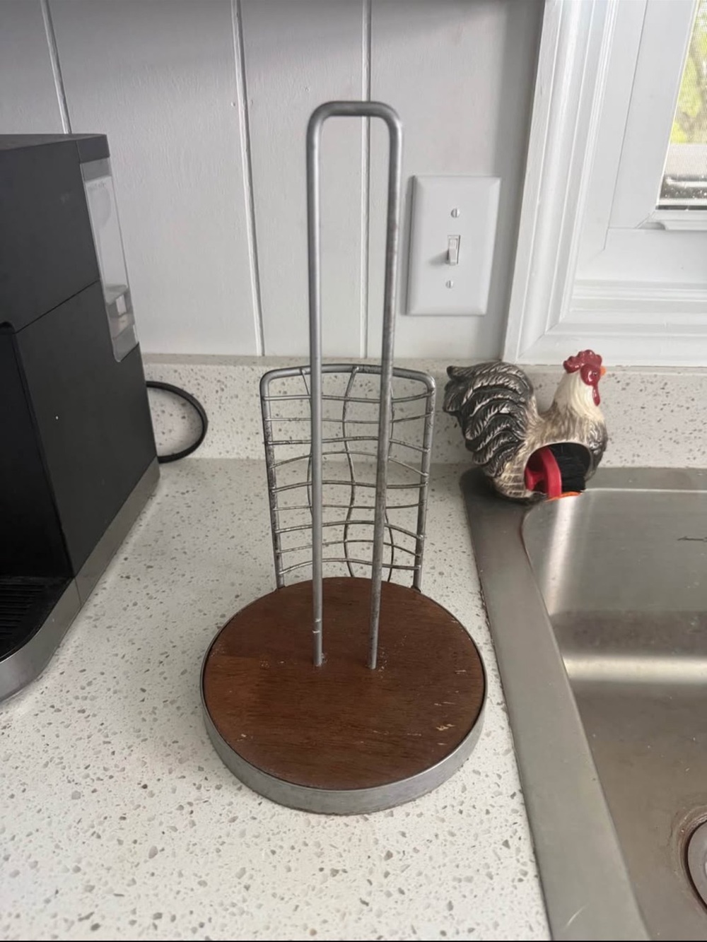 Wood & Metal Paper Towel Holder - Brown/Silver